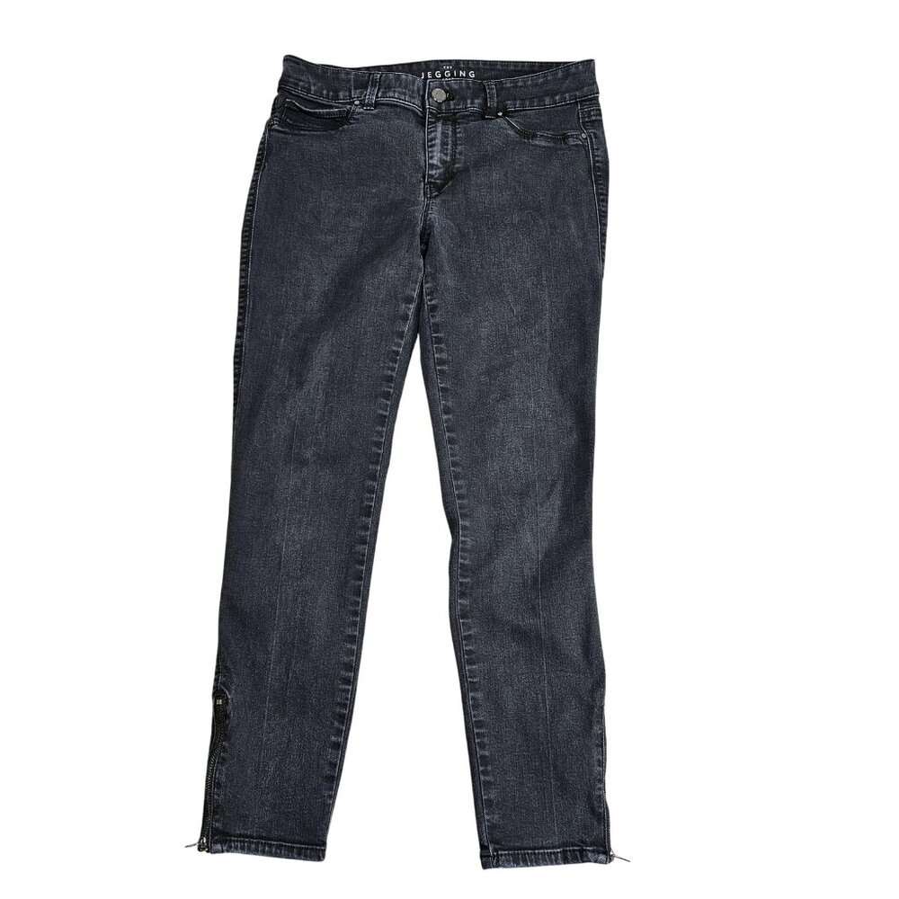 White House Black Market Jegging Crop Jeans Women 6 Gray Charcoal Mid Rise Denim